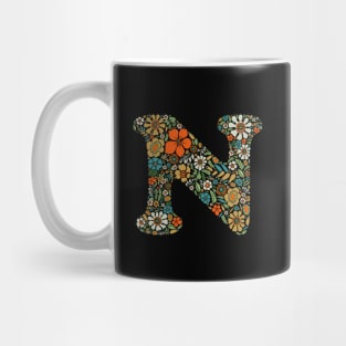 Hippie Floral Letter N Mug